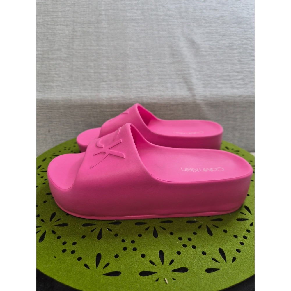 Calvin Klein Holly Womens US 5 M Platform Slide Sandals Pink Open Toe Slip On - Picture 3 of 8